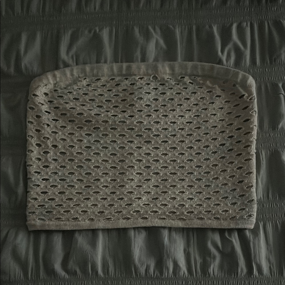 Gray Strapless Mesh Top